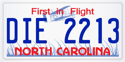 NC license plate DIE2213