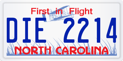 NC license plate DIE2214