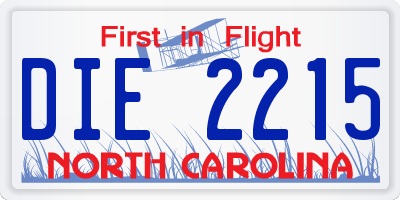 NC license plate DIE2215