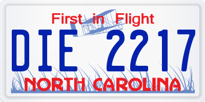 NC license plate DIE2217