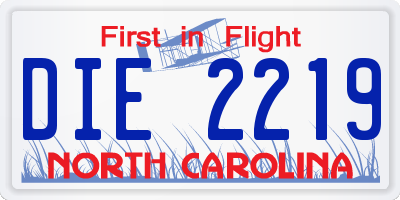 NC license plate DIE2219