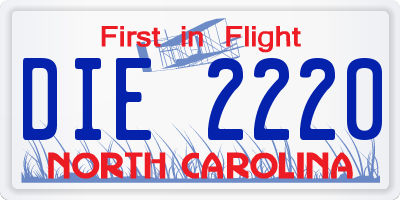NC license plate DIE2220