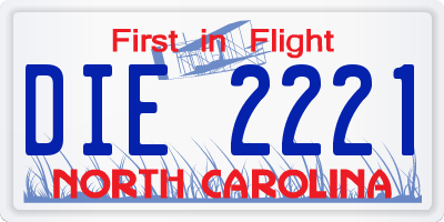 NC license plate DIE2221