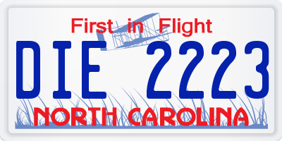 NC license plate DIE2223