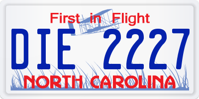 NC license plate DIE2227