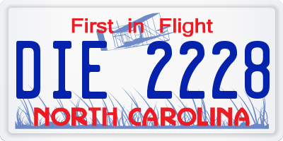 NC license plate DIE2228