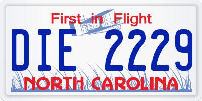 NC license plate DIE2229