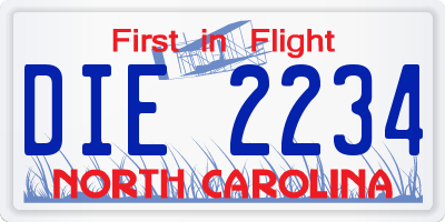 NC license plate DIE2234