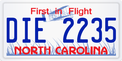 NC license plate DIE2235