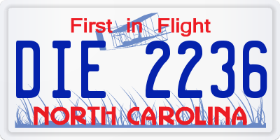 NC license plate DIE2236