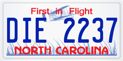 NC license plate DIE2237