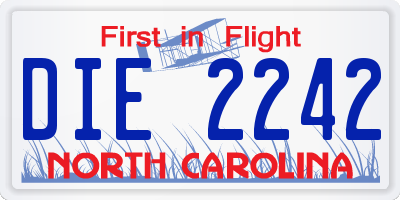 NC license plate DIE2242