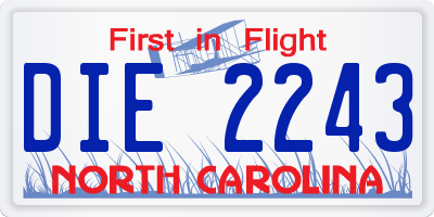 NC license plate DIE2243