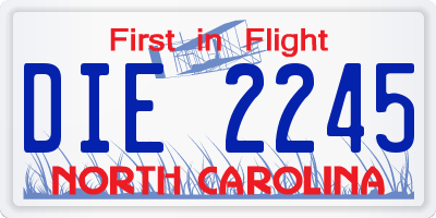 NC license plate DIE2245