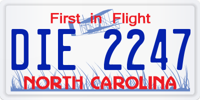 NC license plate DIE2247