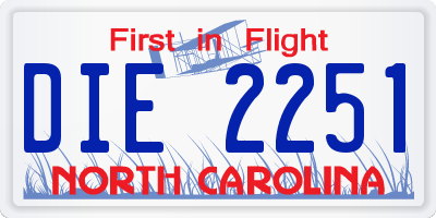 NC license plate DIE2251