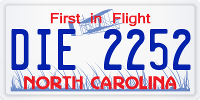 NC license plate DIE2252