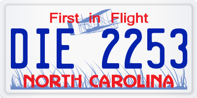 NC license plate DIE2253