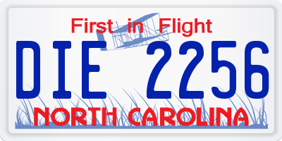 NC license plate DIE2256