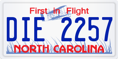 NC license plate DIE2257