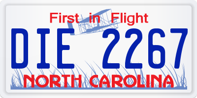 NC license plate DIE2267