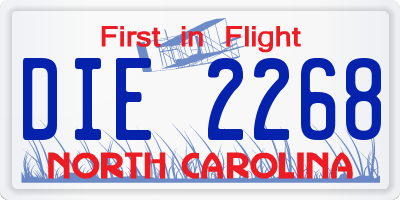 NC license plate DIE2268