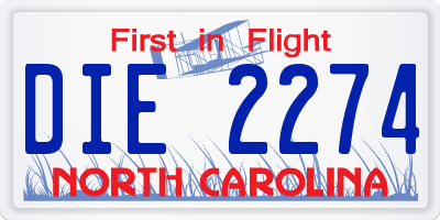 NC license plate DIE2274