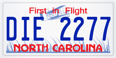 NC license plate DIE2277