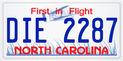 NC license plate DIE2287