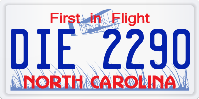 NC license plate DIE2290