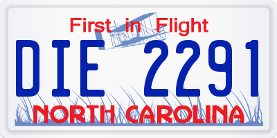 NC license plate DIE2291