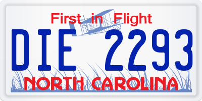 NC license plate DIE2293