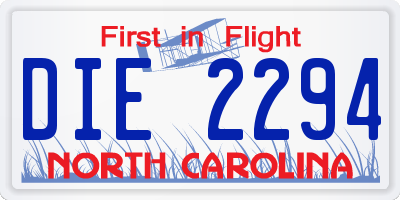 NC license plate DIE2294