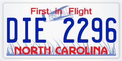 NC license plate DIE2296