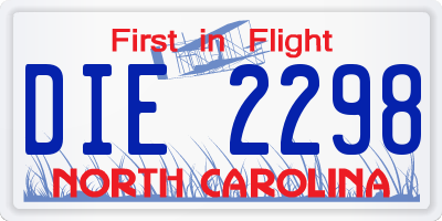 NC license plate DIE2298