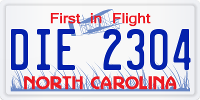 NC license plate DIE2304