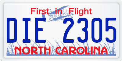 NC license plate DIE2305