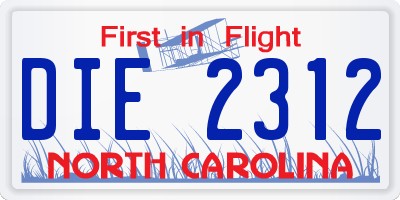 NC license plate DIE2312