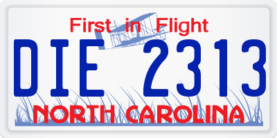 NC license plate DIE2313