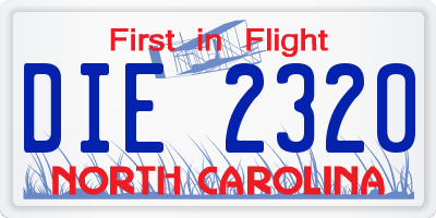 NC license plate DIE2320