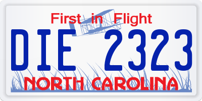 NC license plate DIE2323