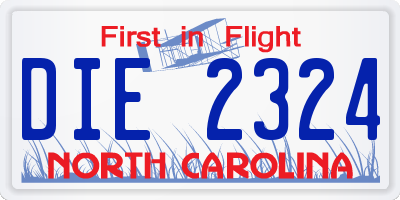 NC license plate DIE2324