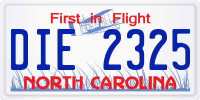 NC license plate DIE2325