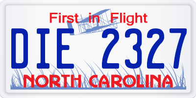 NC license plate DIE2327