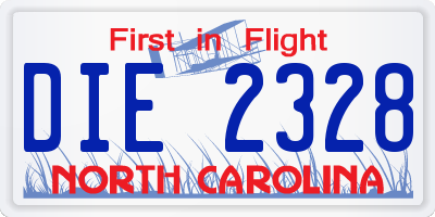 NC license plate DIE2328