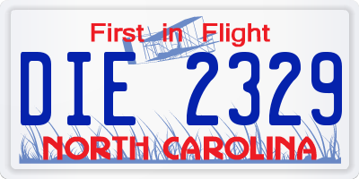 NC license plate DIE2329