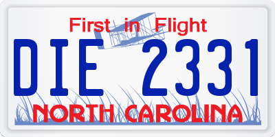 NC license plate DIE2331