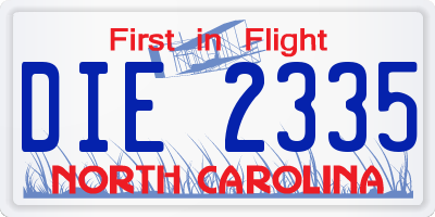 NC license plate DIE2335