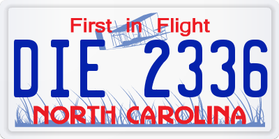 NC license plate DIE2336