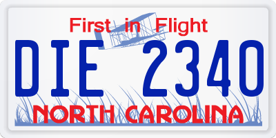 NC license plate DIE2340